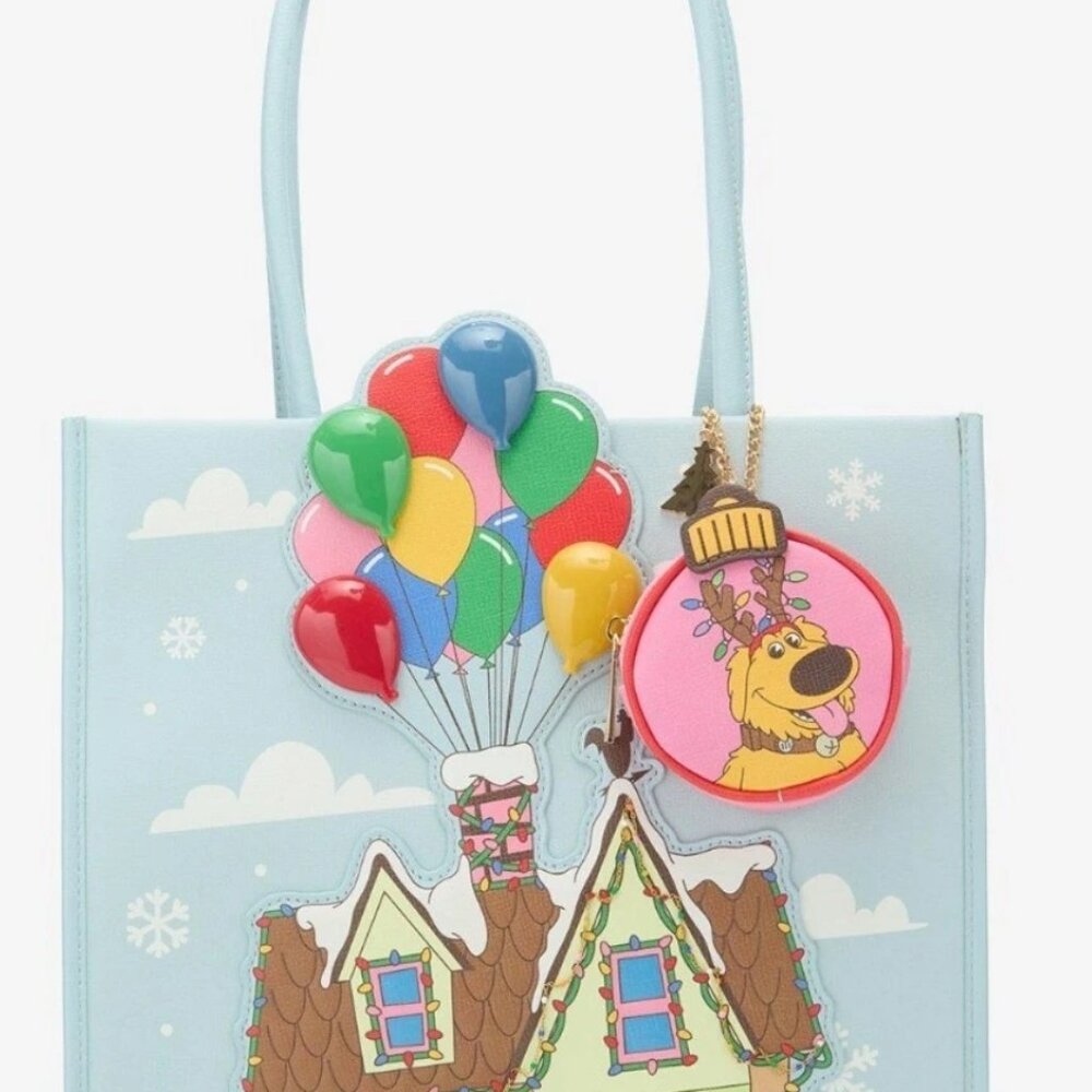 Loungefly Disney UP Holiday Tote With Doug Coin Purse - NWT